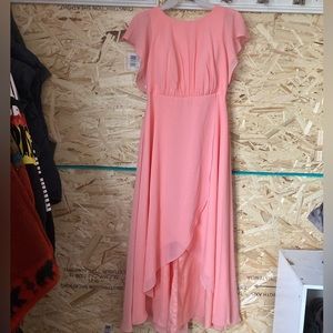 Jjhouse A-line Scoop, Asymmetrical, Chiffon bridesmaids dress with ruffle